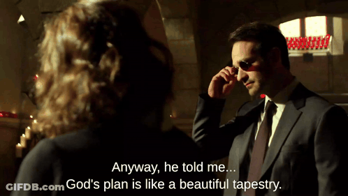 A Man In A Suit And Tie Is Talking To A Woman And The Tragedy Of Being Human GIF
