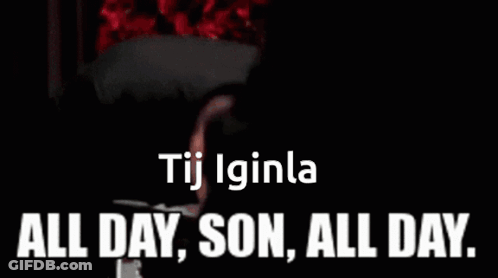A Man In A Suit And Tie Is Talking To Another Man With The Words All Day Son All Day Written Below Him GIF