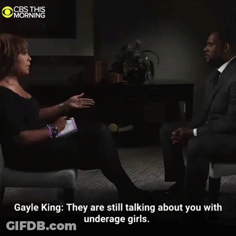 A Man In A Suit And Tie Is Talking To R Kelly On Cbs This Morning . GIF