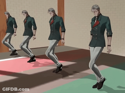 A Man In A Suit And Tie Is Walking In A Row GIF