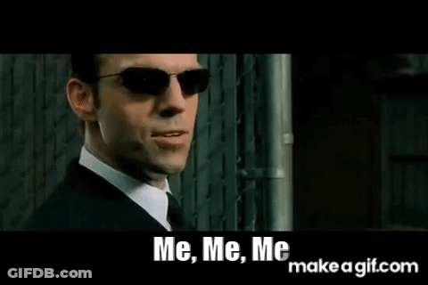 A Man In A Suit And Tie Is Wearing Sunglasses And Saying `` Me , Me , Me `` . GIF