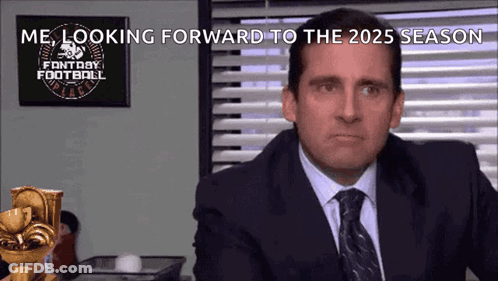 A Man In A Suit And Tie Looks Forward To The 2025 Season GIF