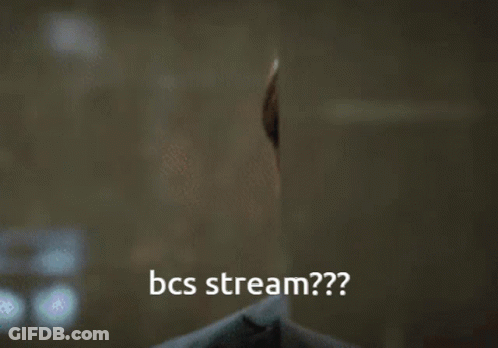 A Man In A Suit And Tie Says " Bcs Stream " In Front Of His Face GIF