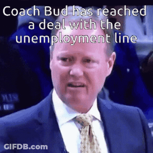 A Man In A Suit And Tie Says Coach Bud Has Reached A Deal With The Unemployment Line . GIF