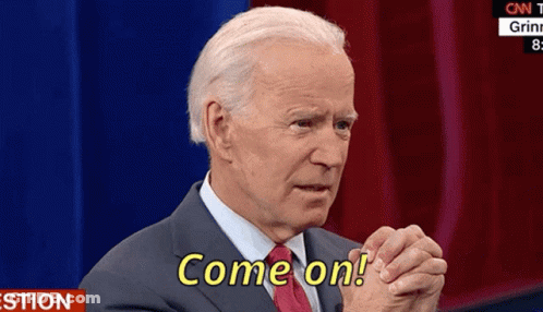 A Man In A Suit And Tie Says Come On On A Television Screen GIF