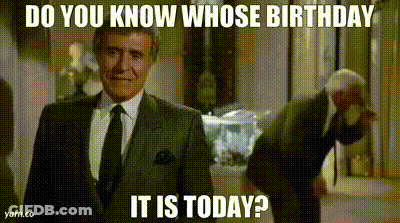 A Man In A Suit And Tie Says " Do You Know Whose Birthday It Is Today ? " GIF