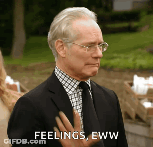 A Man In A Suit And Tie Says Feelings Eww GIF