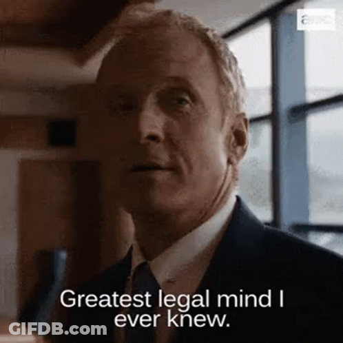 A Man In A Suit And Tie Says `` Greatest Legal Mind I Ever Knew '' . GIF