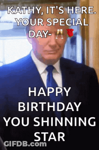 A Man In A Suit And Tie Says Happy Birthday You Shinning Star GIF