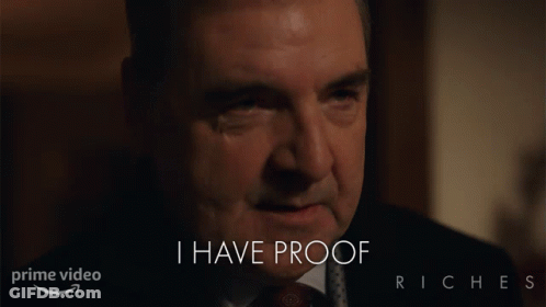 A Man In A Suit And Tie Says I Have Proof In A Prime Video Ad GIF