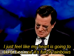 A Man In A Suit And Tie Says I Just Feel Like My Heart Is Going To Burst Because It 'S Full Of Rainbow GIF