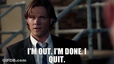 A Man In A Suit And Tie Says " I 'M Out I 'M Done I Quit " GIF