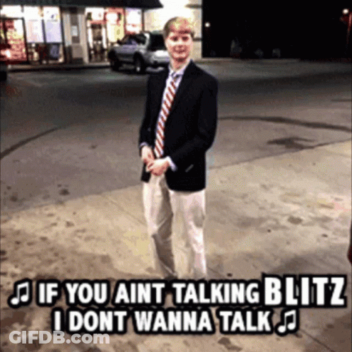 Man In Suit Says If You Ain't Talking Blitz I Don't Wanna Talk GIF