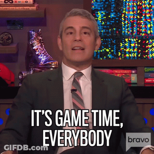 Man In Suit Says It's Game Time On Bravo GIF