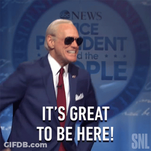 A Man In A Suit And Tie Says It 'S Great To Be Here While Wearing Sunglasses GIF