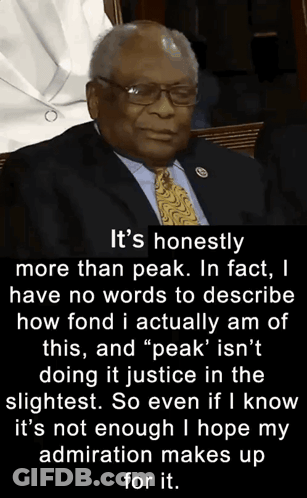 A Man In A Suit And Tie Says It 'S Honestly More Than Peak In Fact I Have No Words To Describe GIF