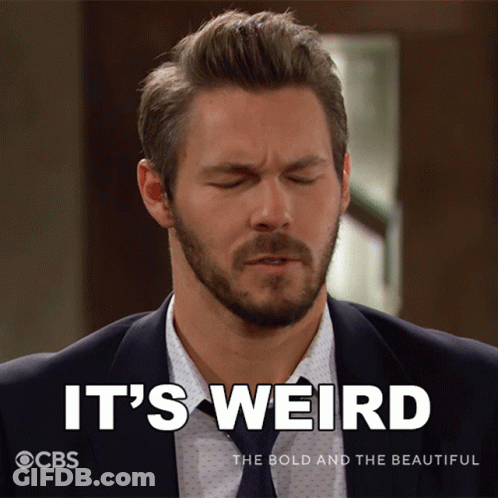 A Man In A Suit And Tie Says It 'S Weird On A Cbs Poster GIF