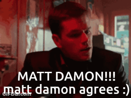 A Man In A Suit And Tie Says Matt Damon Matt Damon Agrees GIF