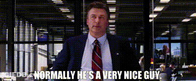 A Man In A Suit And Tie Says " Normally He 'S A Very Nice Guy " GIF