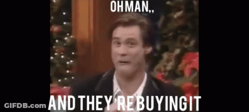A Man In A Suit And Tie Says " Ohman " And They 'Re Buying It GIF