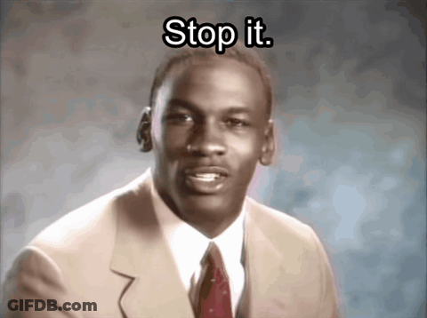 A Man In A Suit And Tie Says " Stop It " In White Letters GIF
