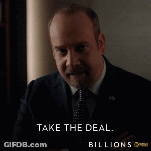 A Man In A Suit And Tie Says Take The Deal Billions Showtime GIF