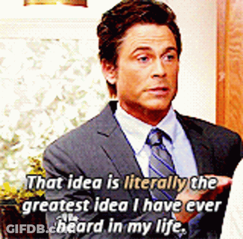 A Man In A Suit And Tie Says That Idea Is Literally The Greatest Idea I Have Ever Heard In My Life . GIF
