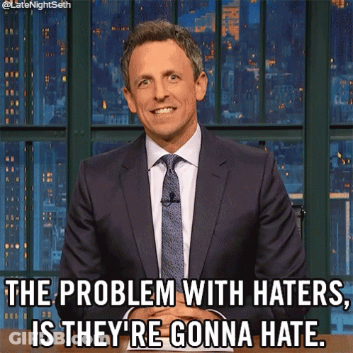 A Man In A Suit And Tie Says The Problem With Haters Is They 'Re Gonna Hate .. GIF