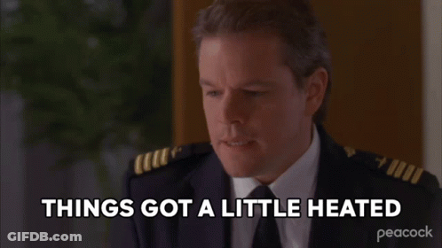 A Man In A Suit And Tie Says Things Got A Little Heated On Peacock GIF
