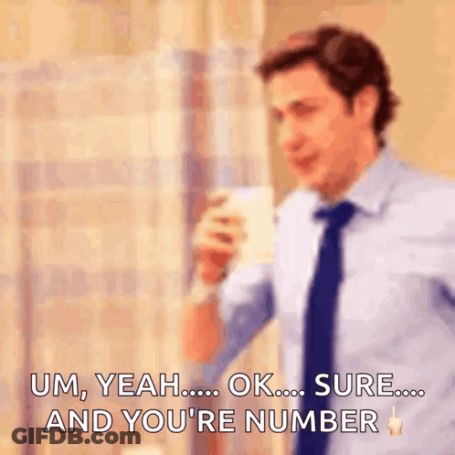 A Man In A Suit And Tie Says Um Yeah Ok Sure And You 'Re Number . GIF