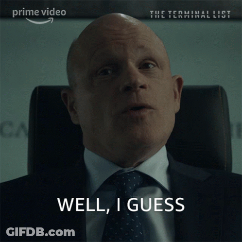 A Man In A Suit And Tie Says Well I Guess In A Prime Video Ad GIF