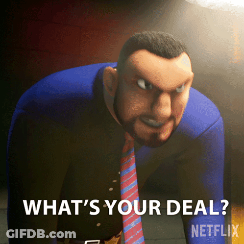 A Man In A Suit And Tie Says " What 'S Your Deal Netflix " GIF