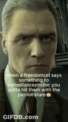 A Man In A Suit And Tie Says When A Freedomcel Says Something To Surveillancephobic GIF