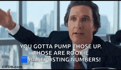 A Man In A Suit And Tie Says You Gotta Pump Those Up GIF