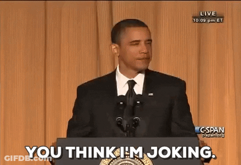 A Man In A Suit And Tie Stands At A Podium With The Words You Think I 'M Joking Behind Him GIF
