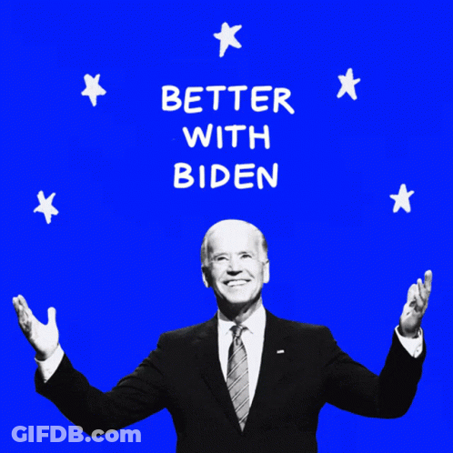 Man In Suit And Tie With Better With Biden Background GIF