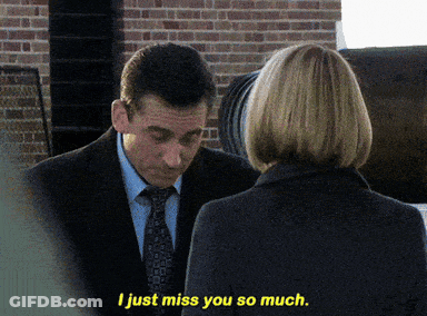 A Man In A Suit And Tie Talking To A Woman Who Says I Just Miss You So Much GIF