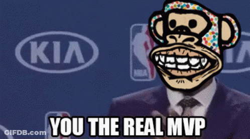 A Man In A Suit And Tie With A Monkey On His Face And The Words You The Real Mvp GIF