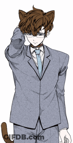 A Man In A Suit And Tie With Cat Ears GIF