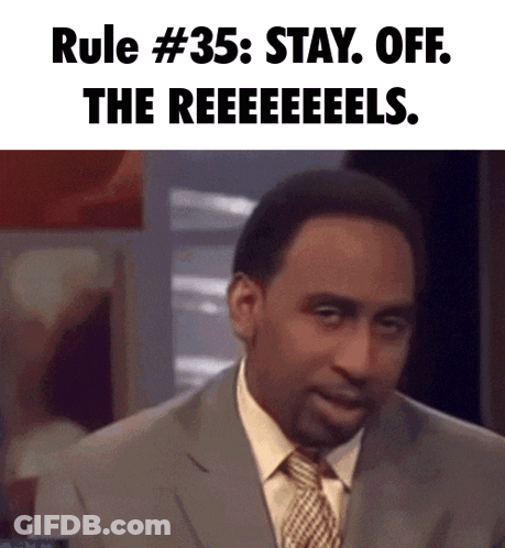 A Man In A Suit And Tie With Rule # 35 Written Above Him GIF