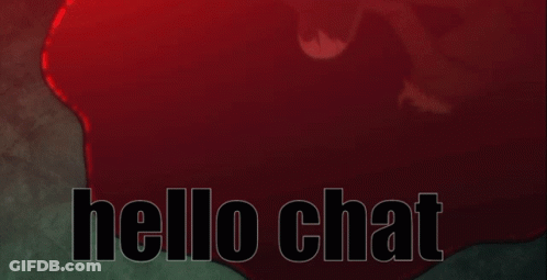 A Man In A Suit And Tie With The Words Hello Chat Written Below Him GIF