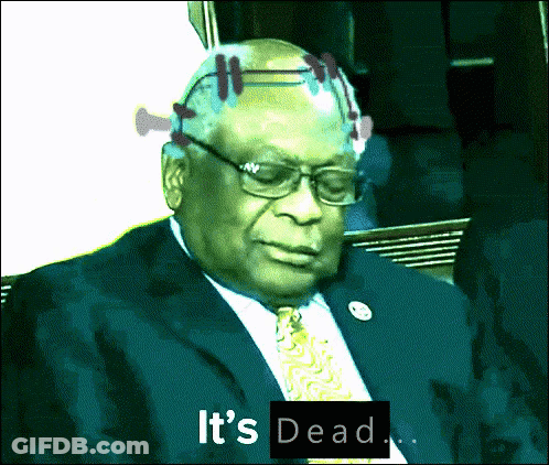 A Man In A Suit And Tie With The Words It 'S Dead On The Bottom GIF