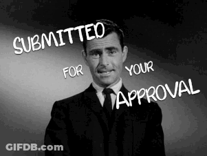 A Man In A Suit And Tie With The Words Submitted For Your Approval Surrounding Him GIF