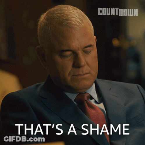 A Man In A Suit And Tie With The Words That 'S A Shame Behind Him GIF