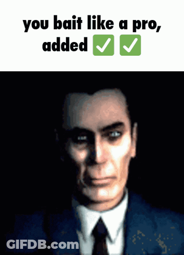 A Man In A Suit And Tie With The Words " You Bait Like A Pro Added " GIF