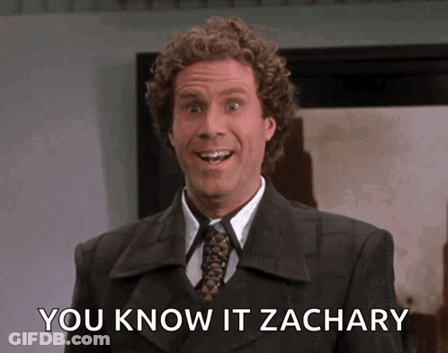 A Man In A Suit And Tie With The Words You Know It Zachary Below Him GIF
