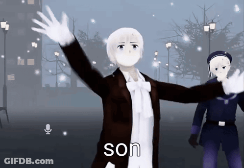 A Man In A Suit And White Gloves Says Son In A Video GIF