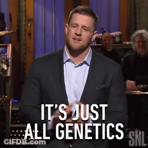 A Man In A Suit And White Shirt Says It 'S Just All Genetics GIF