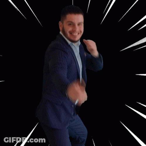 A Man In A Suit Giving The Middle Finger In Front Of A Black Background That Says Bring It On GIF