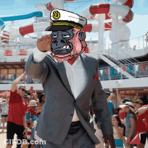 A Man In A Suit Has A Pixelated Gorilla On His Face GIF